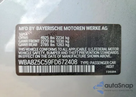 2015 BMW 328 Xigt Sulev z USA, uszkodzony, nr VIN WBA8Z5C59FD672408